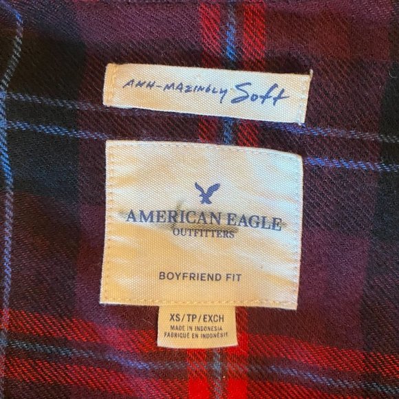 American Eagle Amazingly Soft Red Plaid Flannel Button Down Shirt Size XS #1621 - Picture 10 of 10